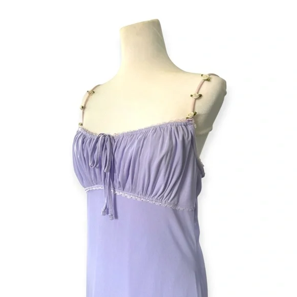 NWT UO Micro Lilac Lavender Purple Mesh Mini Fairy Dress Asymmetrical Hem XL Y2K - Picture 3 of 7